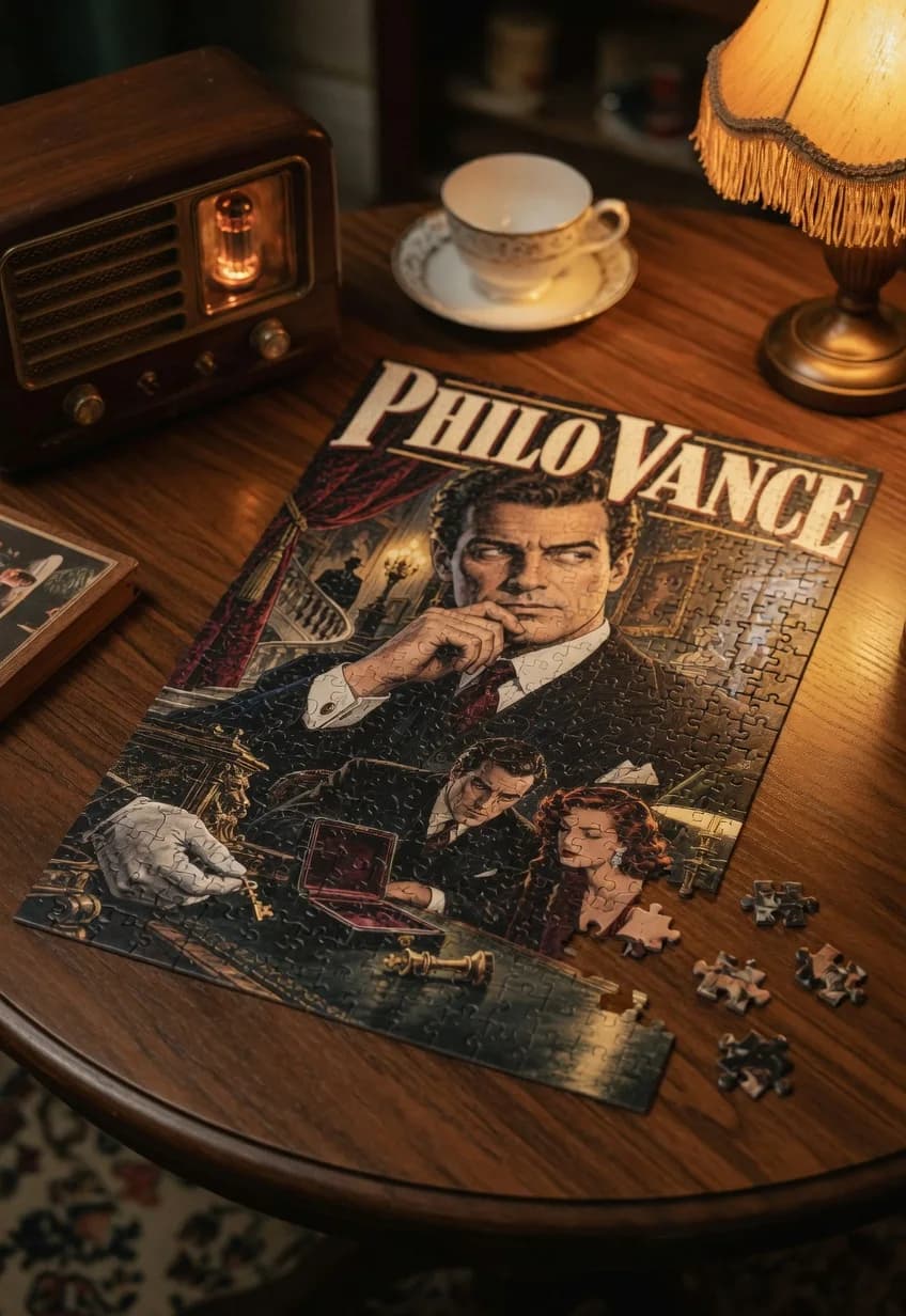 Philo Vance — 1000-piece jigsaw puzzle, nearly finished, with the last pieces beside it