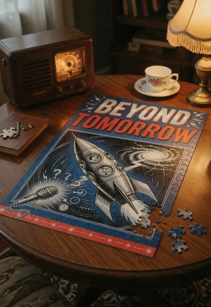 Beyond Tomorrow — 1000-piece jigsaw puzzle, nearly finished, with the last pieces beside it