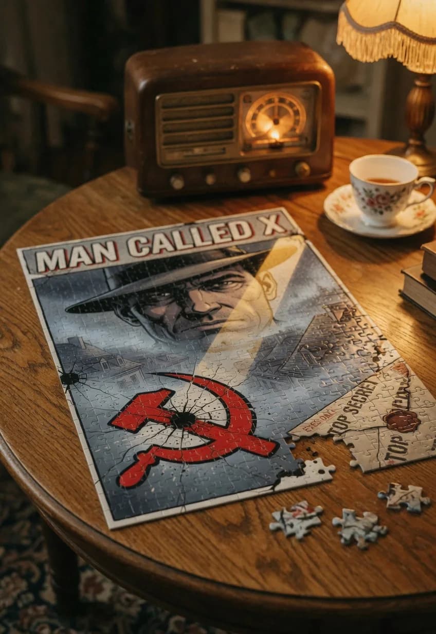 Man Called X — 1000-piece jigsaw puzzle, nearly finished, with the last pieces beside it